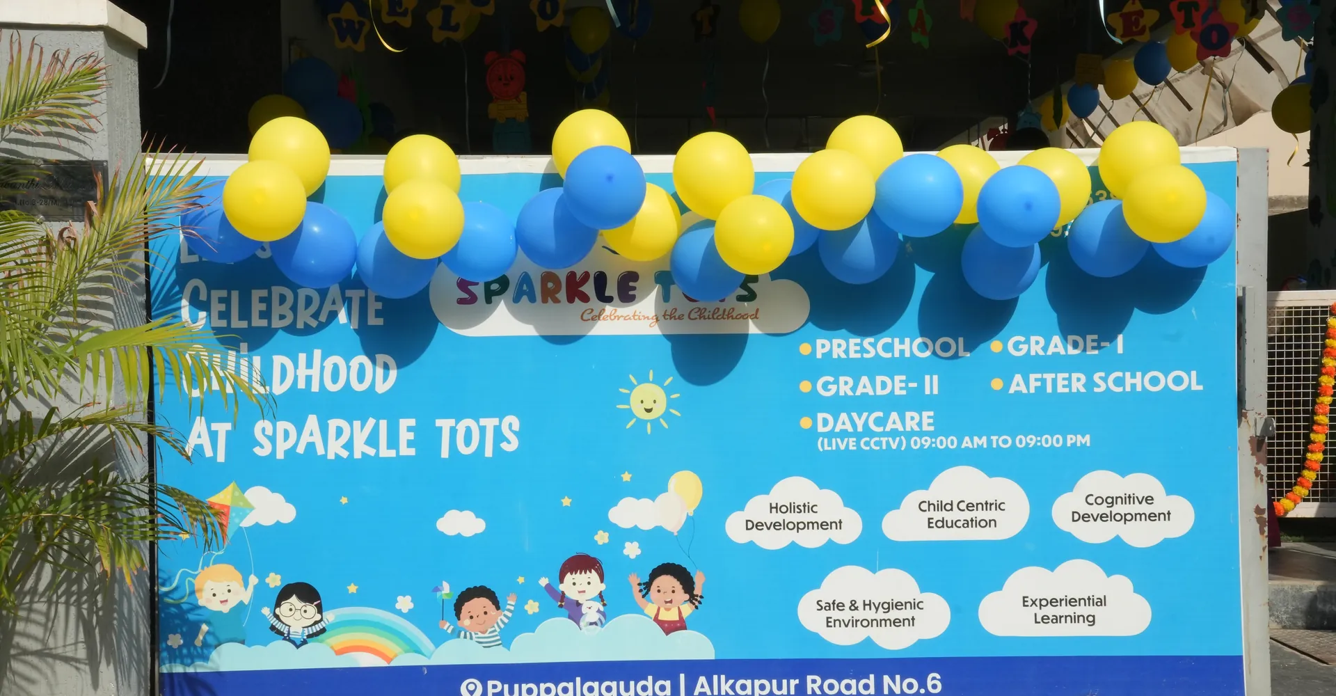 Sparkle Tots signboard: Celebrate Childhood at Sparkle Tots